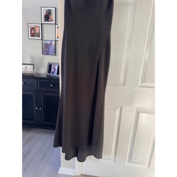 La Femme Strapless Gown Formal Dress Slit Back Detail Black‎ Size 12 - Picture 8 of 16